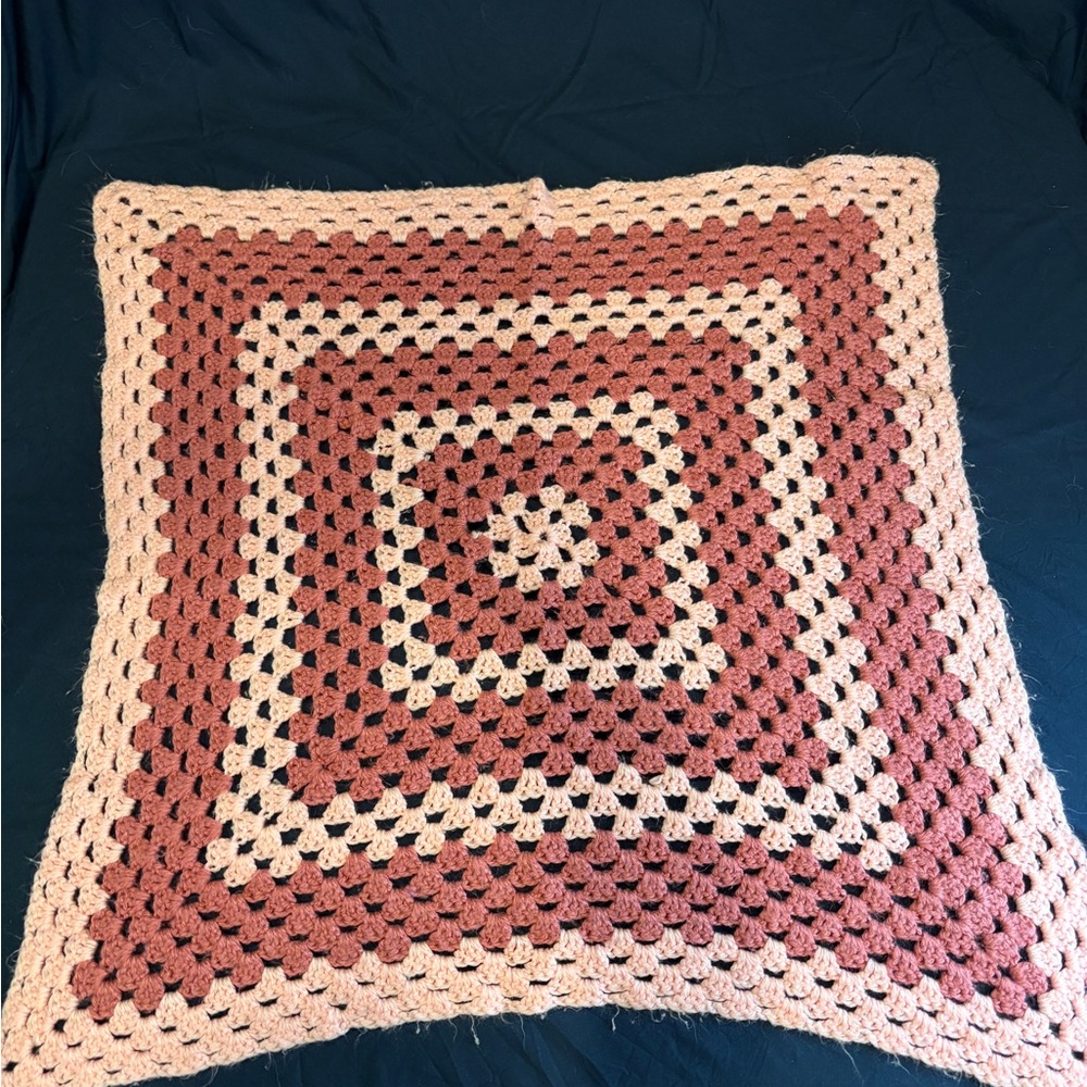 Handmade Crochet Kids Blanket - Pink and Cream